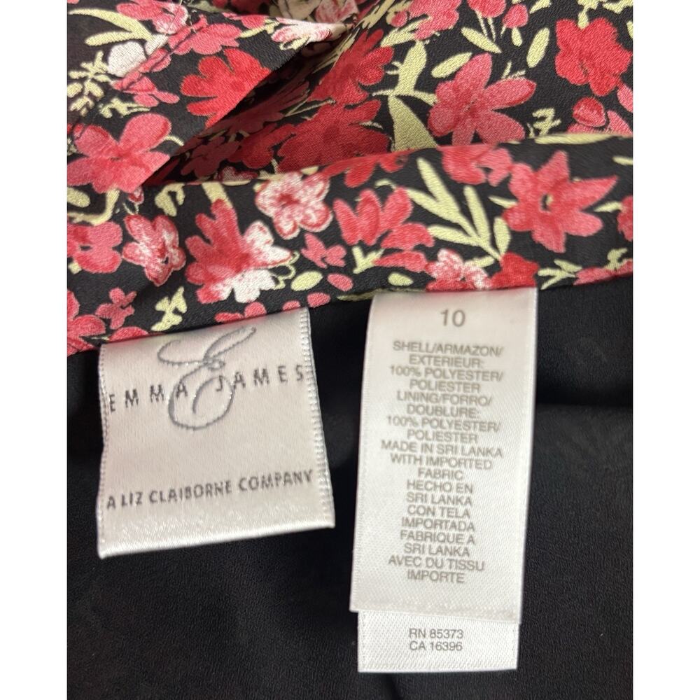 Emma James Women Size 10 Floral Midi Dress Short Sleeve Button Collar Red Pink - Picture 8 of 9